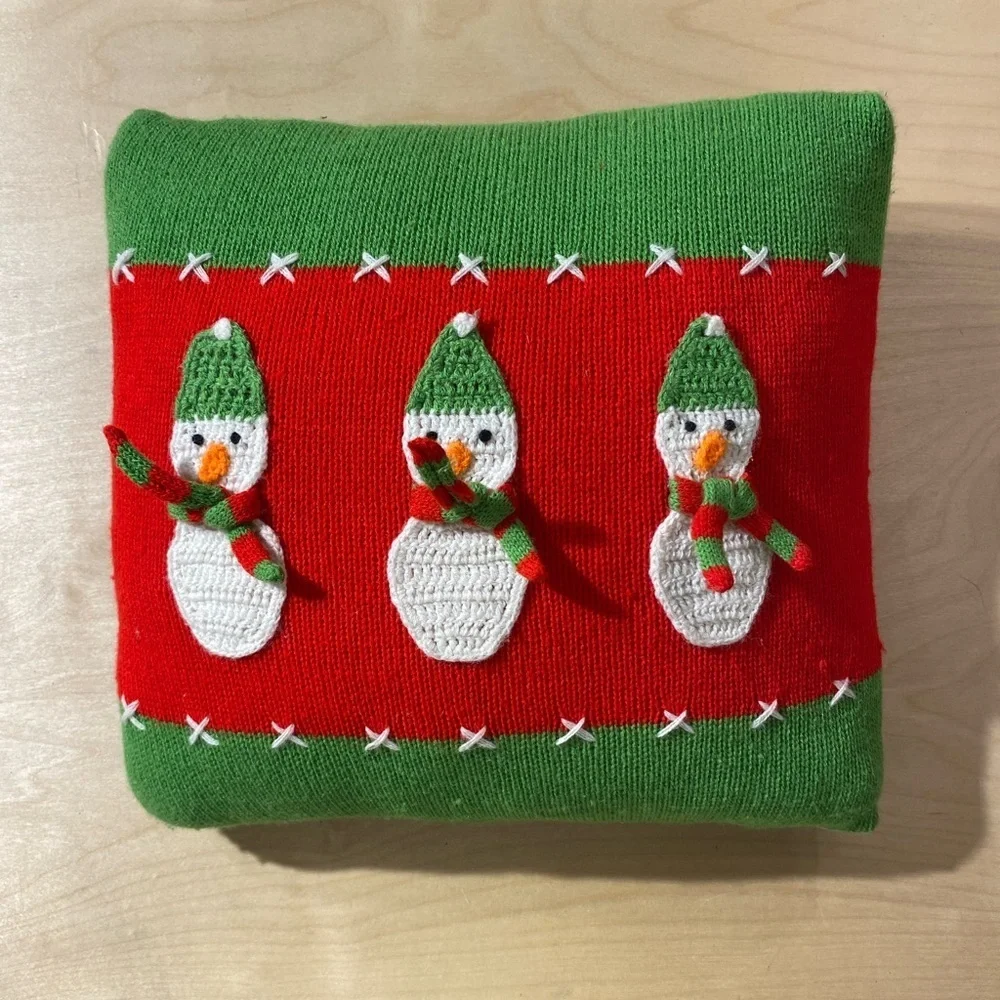 Festive Snowman Knit Pillow (OA)